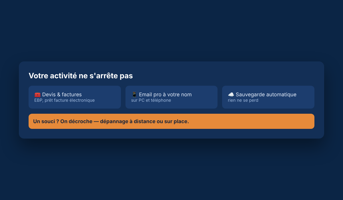 L'informatique des indépendants et artisans, fiable et dépannée
