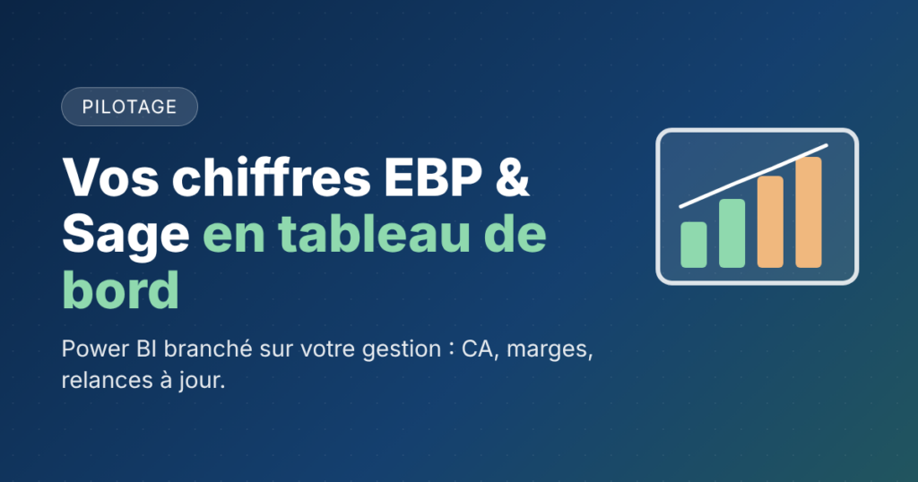 Tableau de bord Power BI connecté à EBP et Sage